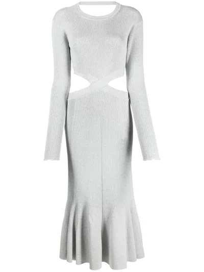 3.1 Phillip Lim Ribbed-knit Cross-over Dress In Grey