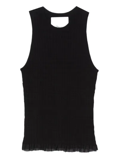 3.1 Phillip Lim Ribbed-knit Ruffled Top In Black