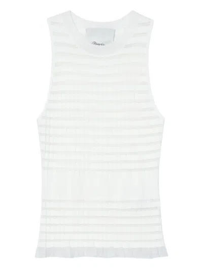 3.1 Phillip Lim Ribbed-knit Ruffled Top In White