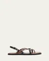 3.1 Phillip Lim Rivet Leather Strappy Toe-ring Sandals In Blk Multi