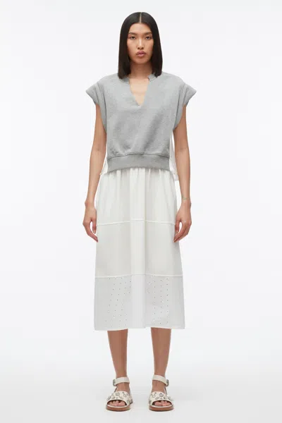 3.1 Phillip Lim Rolled Sleeve Mix Media Dress In Multi