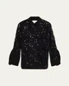 3.1 Phillip Lim Rosette Sequined Lace Sheer Button-down Shirt In Blk Multi