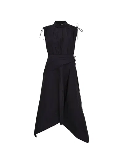 3.1 Phillip Lim Sleeveless Ruched Dress With Handkerchief In Black