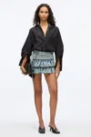 3.1 Phillip Lim Ruffle Denim Mini Skirt In Washed Indigo