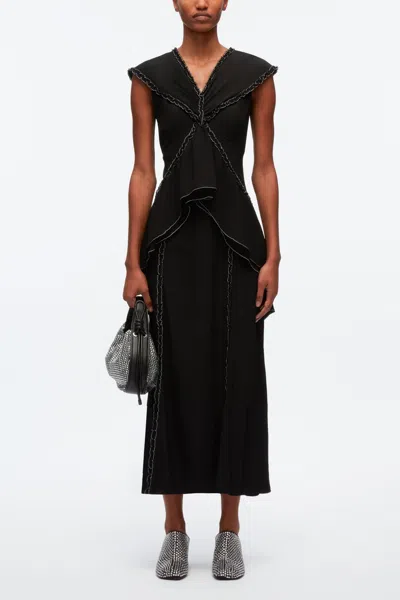 3.1 Phillip Lim Ruffle Dress With Contrast Topstitch In Black