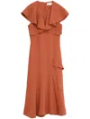 3.1 Phillip Lim Ruffle Overlay Midi Dress In Orange