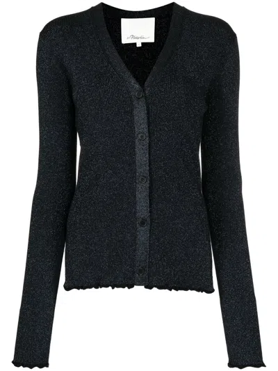 3.1 Phillip Lim Ruffle-seamed Long-sleeve Cardigan In Blau