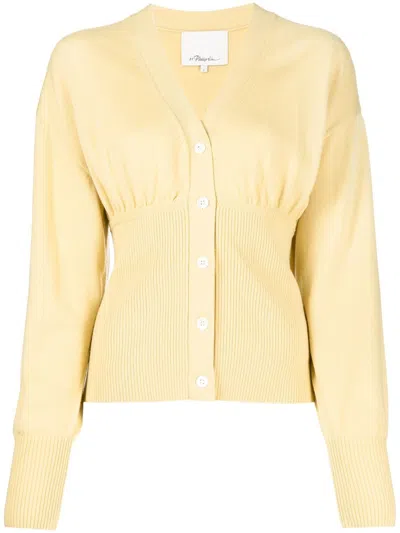 3.1 Phillip Lim Ruffle-seamed Wool Cardigan In 黄色