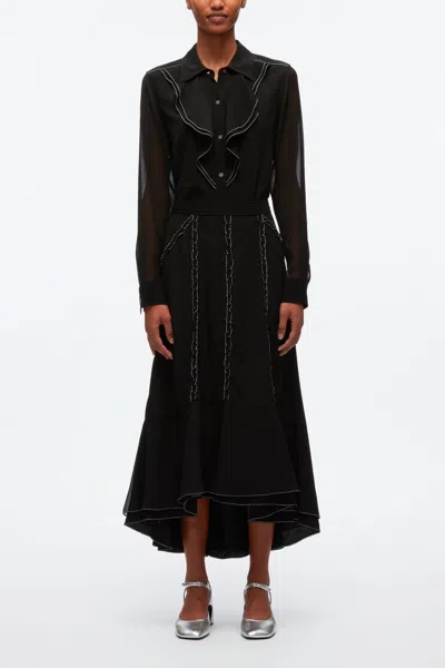 3.1 Phillip Lim Ruffle Shirt With Contrast Stitching In Black