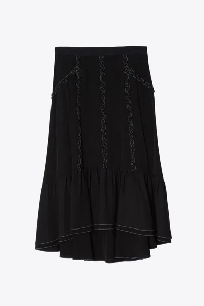 3.1 Phillip Lim Ruffle Skirt With Contrast Topstitching In Black
