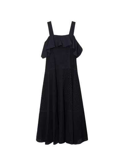 3.1 Phillip Lim Sleeveless Broderie Anglaise Midi Dress In Black