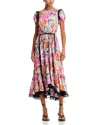 3.1 Phillip Lim S25190947rot Floral Collage Dress With Ruching In Rose Multi In Multi