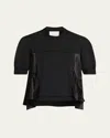 3.1 Phillip Lim Satin Flounce Combo Terry Top
