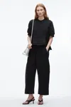 3.1 Phillip Lim Satin Flounce Combo Terry Top In Black