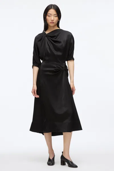 3.1 Phillip Lim Satin Knotted Drape Dress In Black