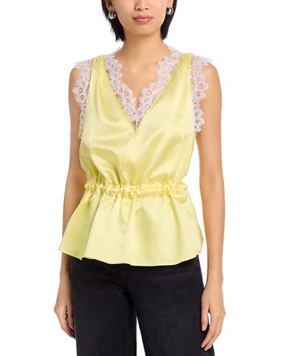3.1 Phillip Lim Satin Lace Trim Sleeveless Top In Yellow