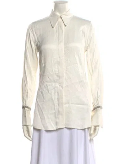 Pre-owned 3.1 Phillip Lim Satin Long Sleeve Button-up Top In Neutral