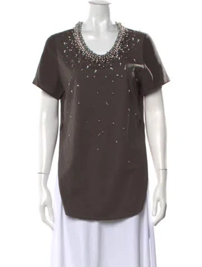 Pre-owned 3.1 Phillip Lim Scoop Neck Short Sleeve Top In Brown