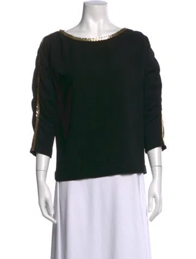 Pre-owned 3.1 Phillip Lim Scoop Neck Three-quarter Sleeve Top In Black