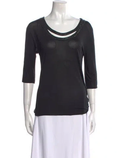 Pre-owned 3.1 Phillip Lim Scoop Neck Three-quarter Sleeve T-shirt In Black