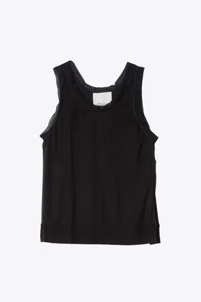 3.1 Phillip Lim Scoopneck Tank With Pleated Chiffon Combo In Black
