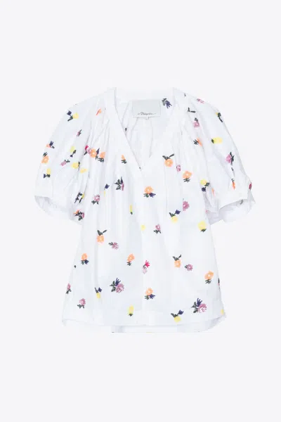 3.1 Phillip Lim Sequin Embellished Poplin V-neck Top In Multi