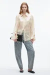 3.1 Phillip Lim Sequin Fringe Shirt With Cascade Drape In Neutral