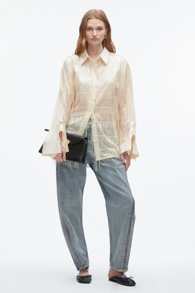3.1 Phillip Lim Sequin Fringe Shirt With Cascade Drape In Neutral