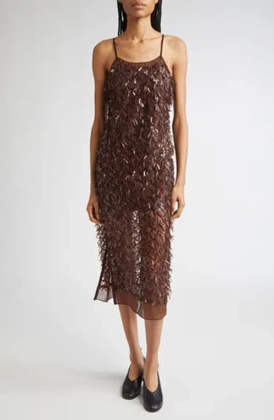 3.1 Phillip Lim Sequin Fringe Slip Dress In Brown