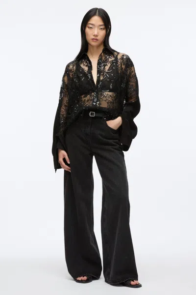 3.1 Phillip Lim Sequin Lace Oversized Shirt In Blk Multi