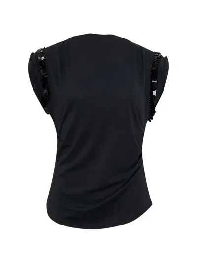3.1 Phillip Lim Sequin-embellished Ruched T-shirt In Black