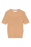 3.1 Phillip Lim Sheer Rib Short Sleeve Pullover In Brown