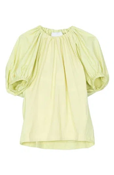 3.1 Phillip Lim Shirred Puff Sleeve Poplin Top In Green