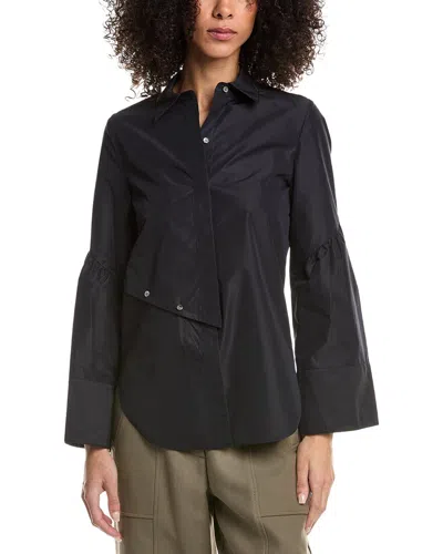 3.1 Phillip Lim Button-detailed Cotton-blend Poplin Shirt In Midnight Blue
