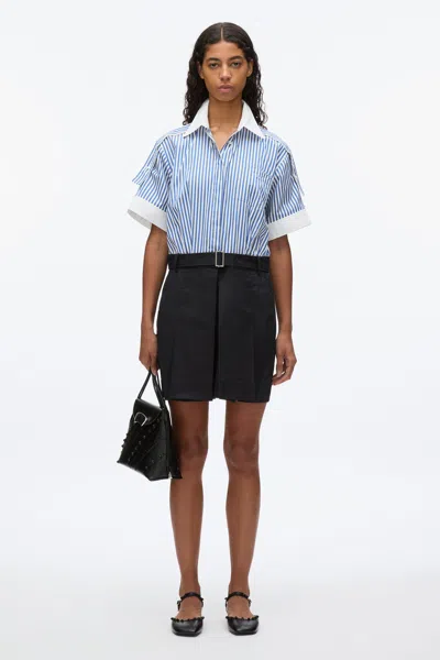 3.1 Phillip Lim Shirt Combo Dress With Pleated Skirt In White-cement