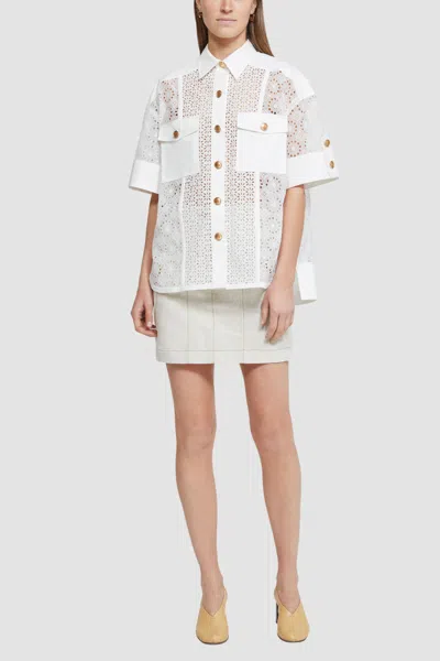 3.1 Phillip Lim Short Sleeve Broderie Anglaise Camp Shirt In White