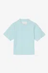 3.1 Phillip Lim Short Sleeve Cotton Blend Crepe Shirt Collar Pullover In Blue