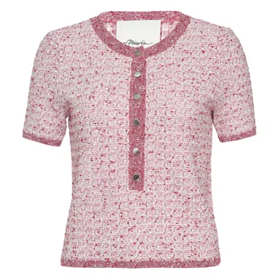 3.1 Phillip Lim Short Sleeve Crew Neck Button Top In Pink