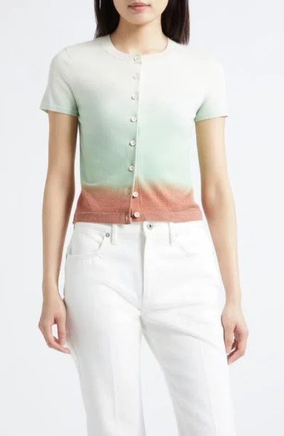 3.1 Phillip Lim Short Sleeve Crop Wool Blend Cardigan In Green