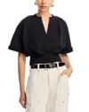 3.1 Phillip Lim Short Sleeve Cropped Sweatshirt In Black