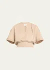 3.1 Phillip Lim Short Sleeve Cropped Sweatshirt In Concrete