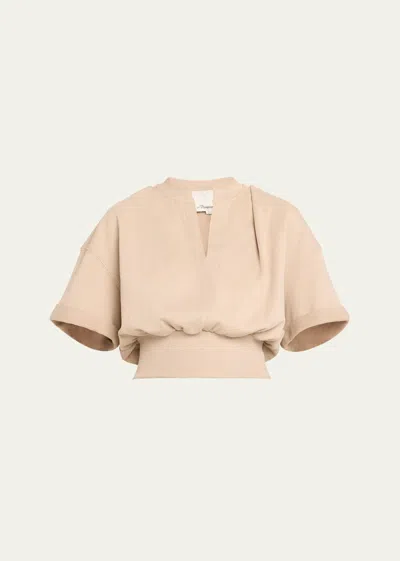 3.1 Phillip Lim Short Sleeve Cropped Sweatshirt In Concrete