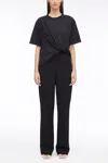 3.1 Phillip Lim Short Sleeve Draped Cotton Jersey T-shirt In Black