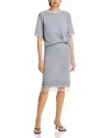 3.1 Phillip Lim Short Sleeve Draped Knit Dress With Chiffon Combo
