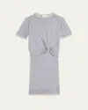 3.1 Phillip Lim Short Sleeve Draped Knit Dress With Chiffon Combo