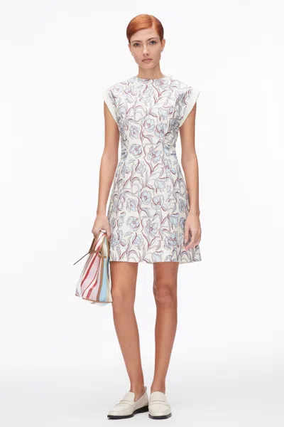 3.1 Phillip Lim Short Sleeve Floral Mini Dress In Sky Blue Multi