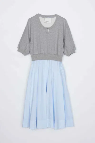 3.1 Phillip Lim Short Sleeve French Terry Combo Dress In Multi