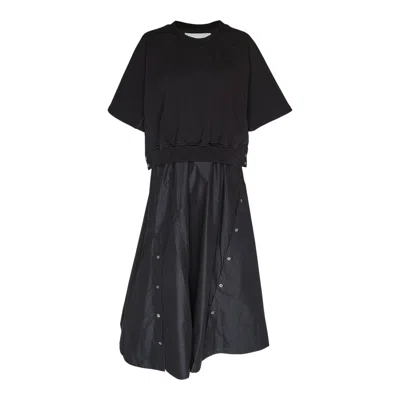 3.1 Phillip Lim Short Sleeve French Terry Combo Dress In Black