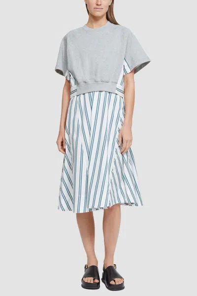 3.1 Phillip Lim Short Sleeve French Terry Combo Dress In Blue