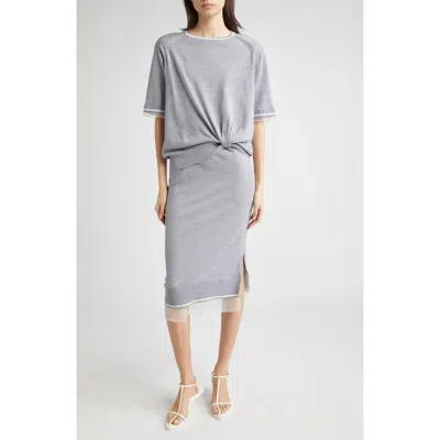 3.1 Phillip Lim Short Sleeve Knit Wool Dress In Gray
